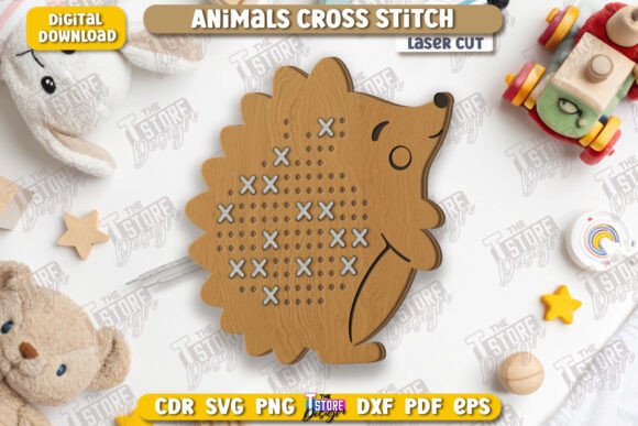 A Cross-Stitch Hedgehog Design for Laser-Cut Projects