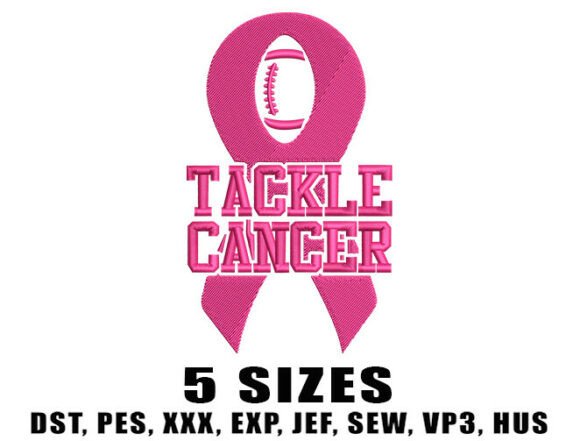 Tackle Cancer: Football Ribbon Embroidery Design
